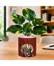 Artificial Tree Ceramic Photo Pot With White Stones 3x4 Inch (F165049)