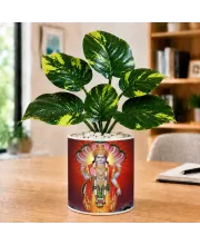 Artificial Tree Ceramic Photo Pot With White Stones 3x4 Inch (F165050)
