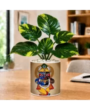 Artificial Tree Ceramic Photo Pot With White Stones 3x4 Inch (F165053)