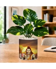 Artificial Tree Ceramic Photo Pot With White Stones 3x4 Inch (F165056)