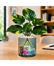 Artificial Tree Ceramic Photo Pot With White Stones 3x4 Inch (F165062)