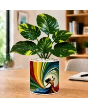 Artificial Tree Ceramic Photo Pot With White Stones 3x4 Inch (F165063)