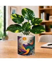 Artificial Tree Ceramic Photo Pot With White Stones 3x4 Inch (F165064)