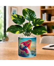 Artificial Tree Ceramic Photo Pot With White Stones 3x4 Inch (F165070)