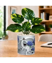 Artificial Tree Ceramic Photo Pot With White Stones 3x4 Inch (F165072)