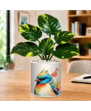 Artificial Tree Ceramic Photo Pot With White Stones 3x4 Inch (F165075)
