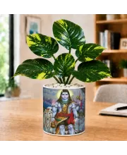 Artificial Tree Ceramic Photo Pot With White Stones 3x4 Inch (F165076)
