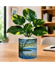 Artificial Tree Ceramic Photo Pot With White Stones 3x4 Inch (F165078)