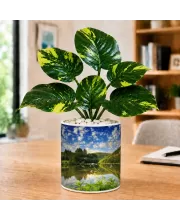 Artificial Tree Ceramic Photo Pot With White Stones 3x4 Inch (F165080)