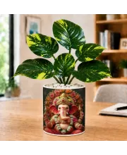 Artificial Tree Ceramic Photo Pot With White Stones 3x4 Inch (F165082)