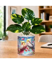 Artificial Tree Ceramic Photo Pot With White Stones 3x4 Inch (F165085)