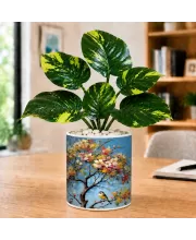 Artificial Tree Ceramic Photo Pot With White Stones 3x4 Inch (F165086)