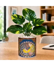 Artificial Tree Ceramic Photo Pot With White Stones 3x4 Inch (F165096)