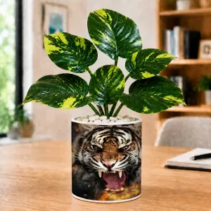 Artificial Tree Ceramic Photo Pot With White Stones 3x4 Inch (F165099)