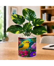 Artificial Tree Ceramic Photo Pot With White Stones 3x4 Inch (F165101)