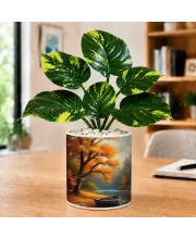 Artificial Tree Ceramic Photo Pot With White Stones 3x4 Inch (F165102)