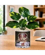 Artificial Tree Ceramic Photo Pot With White Stones 3x4 Inch (F165104)