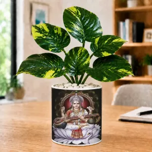 Artificial Tree Ceramic Photo Pot With White Stones 3x4 Inch (F165104) Artificial Tree Ceramic Photo Pot With White Stones 3x4 Inch (F165104)