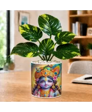 Artificial Tree Ceramic Photo Pot With White Stones 3x4 Inch (F165106)