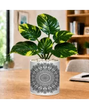 Artificial Tree Ceramic Photo Pot With White Stones 3x4 Inch (F165107)