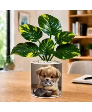 Artificial Tree Ceramic Photo Pot With White Stones 3x4 Inch (F165108)