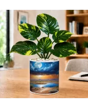 Artificial Tree Ceramic Photo Pot With White Stones 3x4 Inch (F165109)