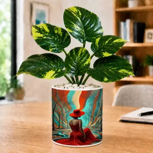 Artificial Tree Ceramic Photo Pot With White Stones 3x4 Inch (F165110) Artificial Tree Ceramic Photo Pot With White Stones 3x4 Inch (F165110)