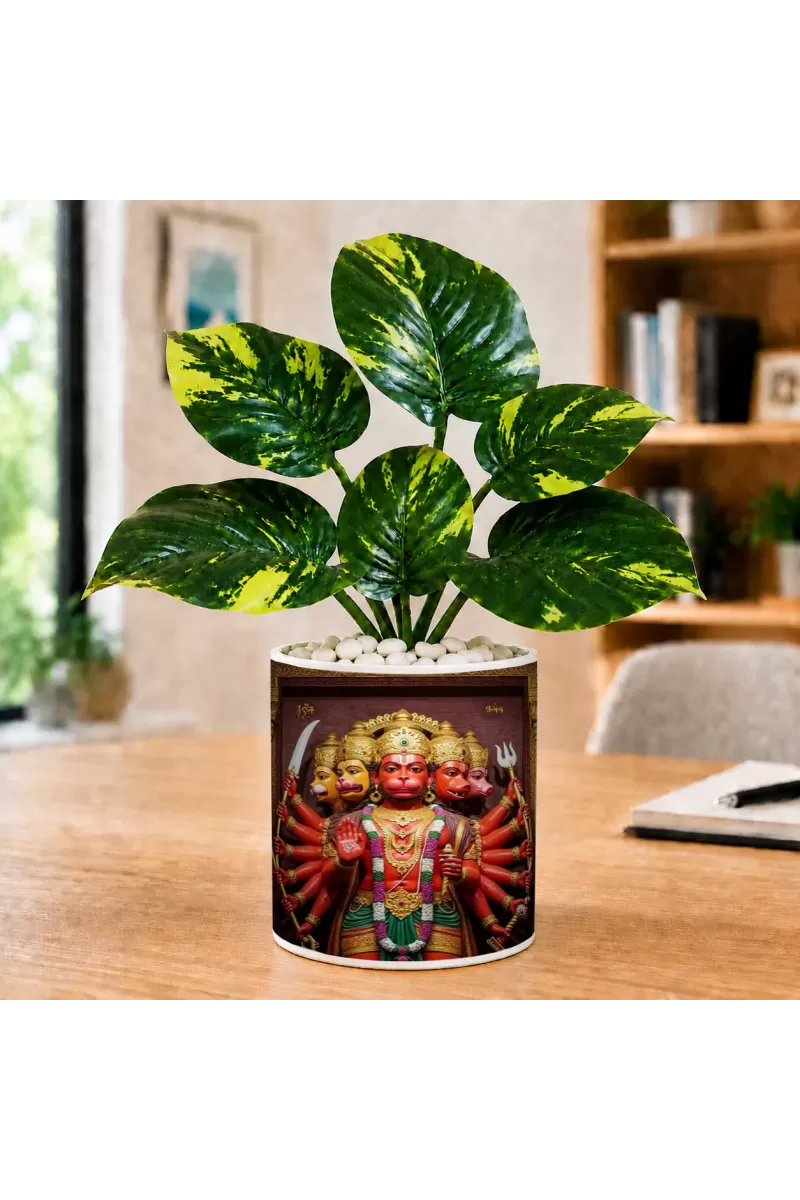 Artificial Tree Ceramic Photo Pot With White Stones 3x4 Inch (F165113)