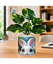 Artificial Tree Ceramic Photo Pot With White Stones 3x4 Inch (F165114)