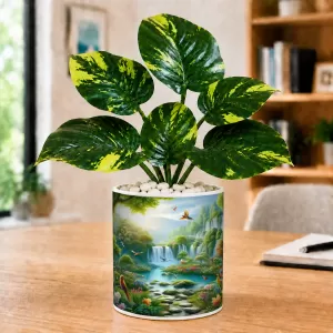 Artificial Tree Ceramic Photo Pot With White Stones 3x4 Inch (F165116) Artificial Tree Ceramic Photo Pot With White Stones 3x4 Inch (F165116)