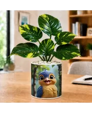 Artificial Tree Ceramic Photo Pot With White Stones 3x4 Inch (F165119)