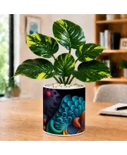 Artificial Tree Ceramic Photo Pot With White Stones 3x4 Inch (F165121)