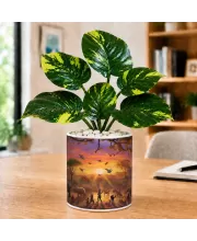 Artificial Tree Ceramic Photo Pot With White Stones 3x4 Inch (F165122)