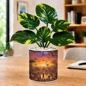 Artificial Tree Ceramic Photo Pot With White Stones 3x4 Inch (F165122) Artificial Tree Ceramic Photo Pot With White Stones 3x4 Inch (F165122)