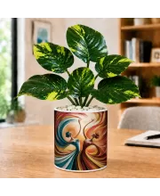 Artificial Tree Ceramic Photo Pot With White Stones 3x4 Inch (F165124)