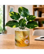 Artificial Tree Ceramic Photo Pot With White Stones 3x4 Inch (F165125)