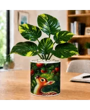 Artificial Tree Ceramic Photo Pot With White Stones 3x4 Inch (F165129)