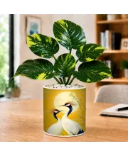 Artificial Tree Ceramic Photo Pot With White Stones 3x4 Inch (F165132)