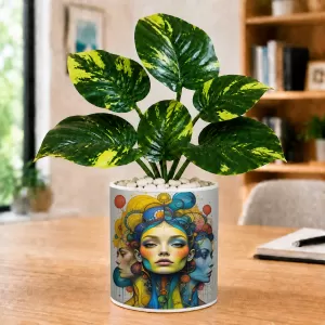 Artificial Tree Ceramic Photo Pot With White Stones 3x4 Inch (F165135) Artificial Tree Ceramic Photo Pot With White Stones 3x4 Inch (F165135)