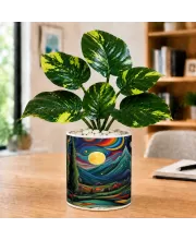 Artificial Tree Ceramic Photo Pot With White Stones 3x4 Inch (F165141)