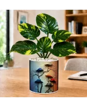 Artificial Tree Ceramic Photo Pot With White Stones 3x4 Inch (F165142)
