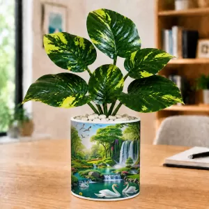 Artificial Tree Ceramic Photo Pot With White Stones 3x4 Inch (F165143) Artificial Tree Ceramic Photo Pot With White Stones 3x4 Inch (F165143)