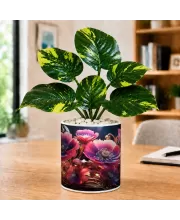 Artificial Tree Ceramic Photo Pot With White Stones 3x4 Inch (F165144)