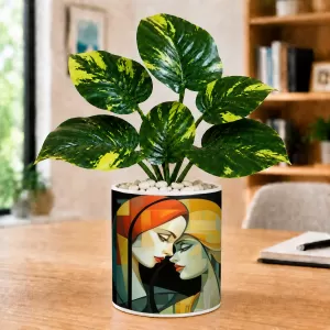 Artificial Tree Ceramic Photo Pot With White Stones 3x4 Inch (F165148) Artificial Tree Ceramic Photo Pot With White Stones 3x4 Inch (F165148)