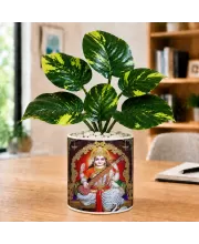 Artificial Tree Ceramic Photo Pot With White Stones 3x4 Inch (F165156)