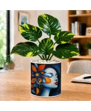 Artificial Tree Ceramic Photo Pot With White Stones 3x4 Inch (F165161)