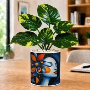 Artificial Tree Ceramic Photo Pot With White Stones 3x4 Inch (F165161) Artificial Tree Ceramic Photo Pot With White Stones 3x4 Inch (F165161)