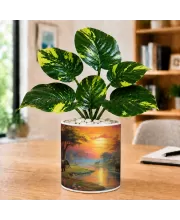 Artificial Tree Ceramic Photo Pot With White Stones 3x4 Inch (F165162)