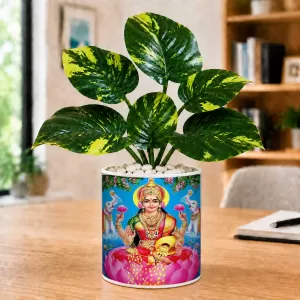 Artificial Tree Ceramic Photo Pot With White Stones 3x4 Inch (F165168)