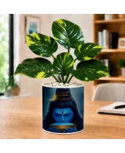 Artificial Tree Ceramic Photo Pot With White Stones 3x4 Inch (F165172)